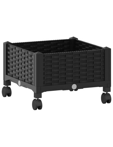Vaso da Giardino con Ruote Nero 40 x 40 x 29 cm PP
