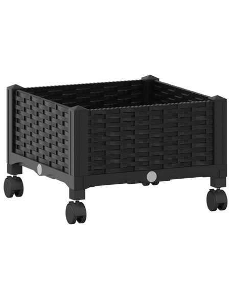 Vaso da Giardino con Ruote Nero 40 x 40 x 29 cm PP