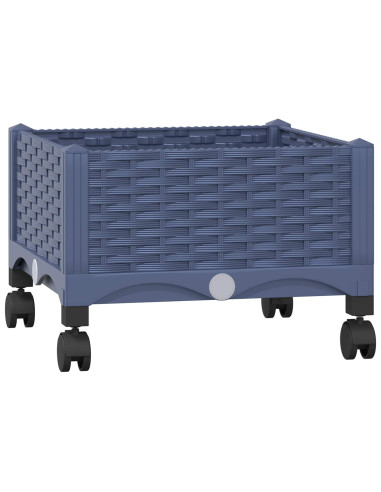 Vaso da Giardino con Ruote Blu Grigio 40 x 40 x 33 cm PP