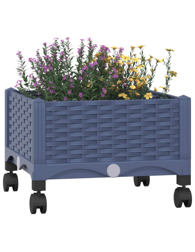 Vaso da Giardino con Ruote Blu Grigio 40 x 40 x 33 cm PP