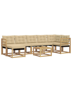 Set di divani da esterno con cuscino 8 pcs Bianco e Beige 2