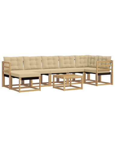 Set di divani da esterno con cuscino 8 pcs Bianco e Beige