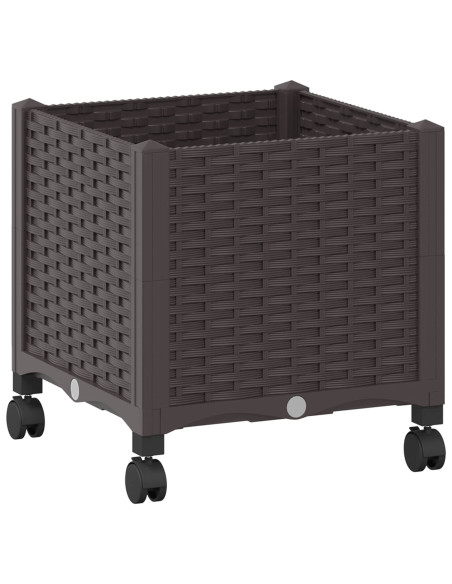 Vaso da Giardino con Ruote Marrone 40 x 40 x 44 cm PP