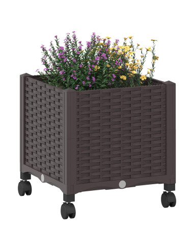 Vaso da Giardino con Ruote Marrone 40 x 40 x 44 cm PP