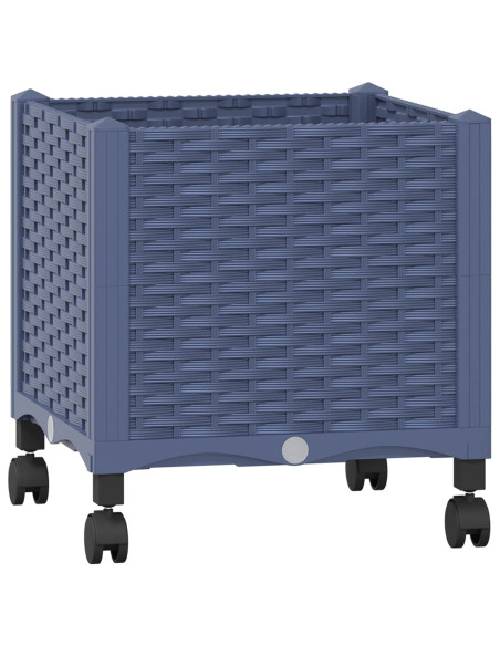 Vaso da Giardino con Ruote Blu Grigio 40 x 40 x 48 cm PP