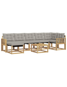 Set di divani da esterno 8 pcs Bianco e Grigio Chiaro 2