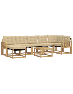 Set di divani da esterno con cuscino 8 pcs Bianco e Beige 2