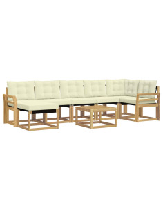 Set di divani da esterno con cuscino 8 pcs Bianco e Crema 2