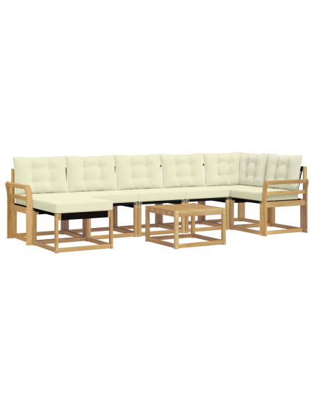 Set di divani da esterno con cuscino 8 pcs Bianco e Crema