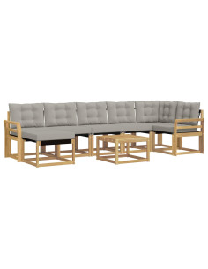 Set di divani da esterno 8 pcs Bianco e Grigio Chiaro 2