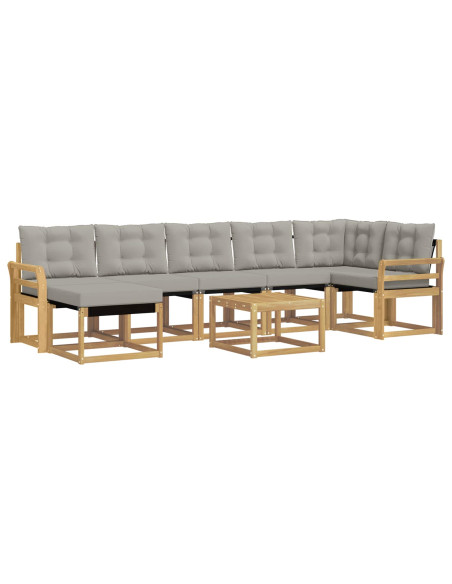 Set di divani da esterno 8 pcs Bianco e Grigio Chiaro