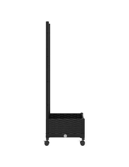 Vaso da giardino con grigliato e ruote Nero 40 x 40 x 131,5 cm