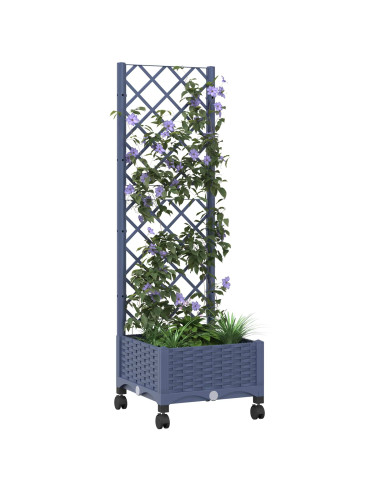 Vaso da giardino con grigliato e ruote Blu Grigio PP