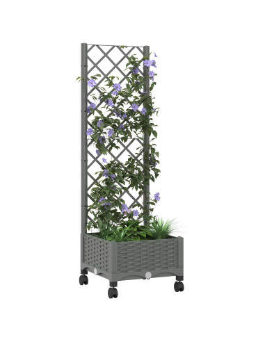 Vaso da giardino con grigliato e ruote Grigio Chiaro PP
