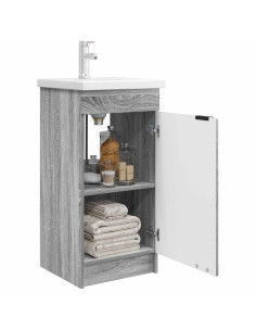 Mobile da bagno con lavabo Sonoma grigio 42 x 40 x 84,5 cm 2