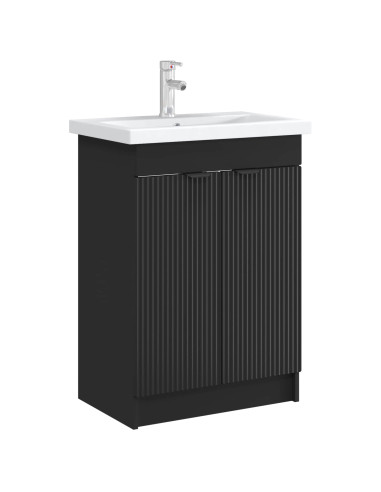 Mobiletto da bagno sotto il lavello Nero 56 x 37,5 x 81 cm