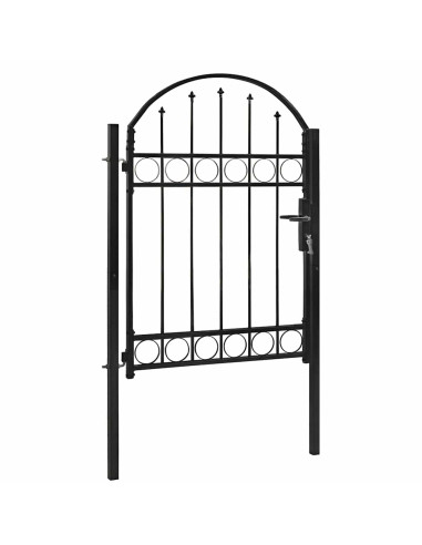 Cancello per recinzione ASSEN con parte superiore ad arco in acciaio 102x125 cm Nero