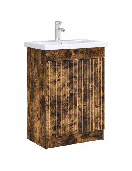 Mobiletto da bagno sotto il lavello Rovere Fumo