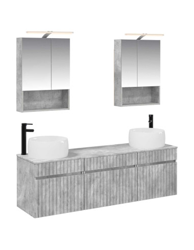 Set di Armadi da Bagno 5 pcs Grigio Cemento 50 x 14,5 x 70 cm
