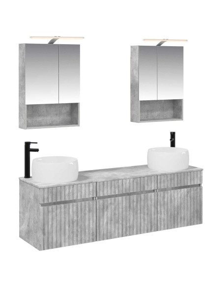 Set di Armadi da Bagno 5 pcs Grigio Cemento 50 x 14,5 x 70 cm