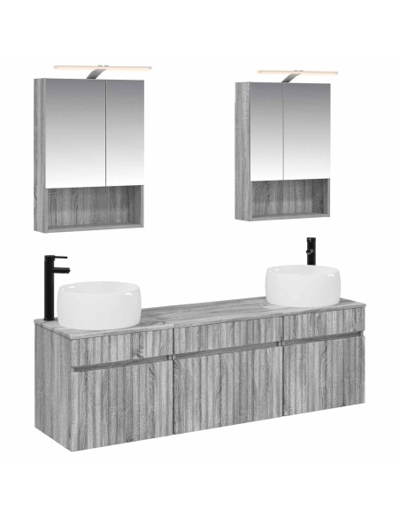 Set di Armadi da Bagno 5 pcs Sonoma grigio 50 x 14,5 x 70 cm