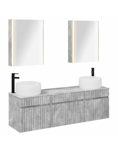 Set di Armadi da Bagno 5 pcs Grigio Cemento 53 x 15,5 x 70 cm