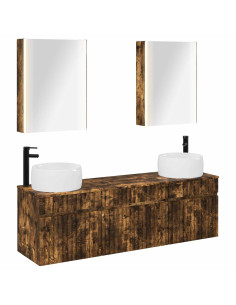 Set di Armadi da Bagno 5 pcs Rovere Fumo 53 x 15,5 x 70 cm