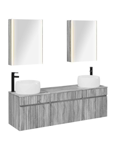 Set di Armadi da Bagno 5 pcs Sonoma grigio 53 x 15,5 x 70 cm