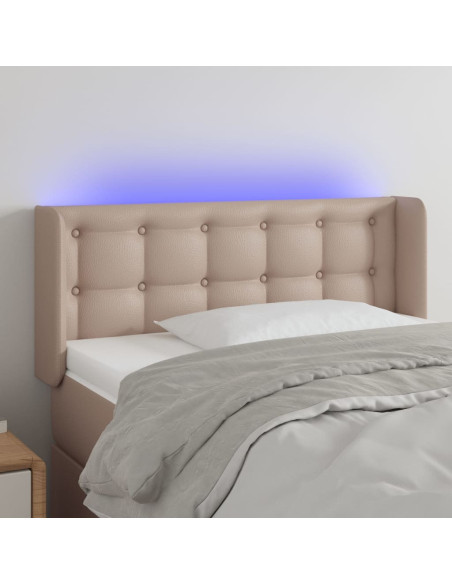 Testiera Cappuccino a LED 93x16x78/88 cm in Similpelle