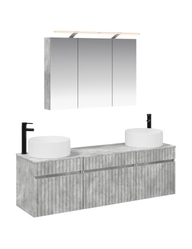 Set di Armadi da Bagno 4 pcs Grigio Cemento 100 x 14,5 x 70 cm