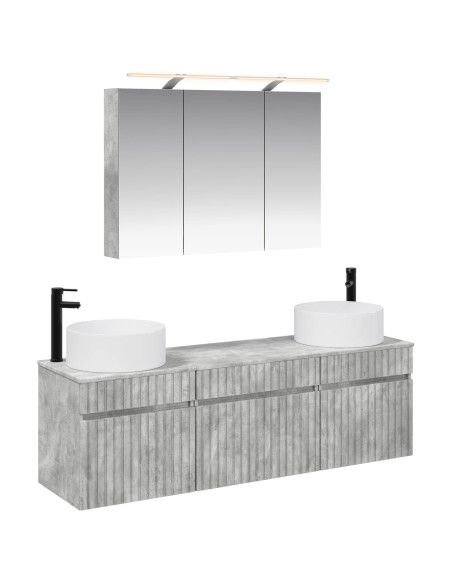 Set di Armadi da Bagno 4 pcs Grigio Cemento 100 x 14,5 x 70 cm