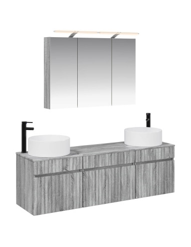 Set di Armadi da Bagno 4 pcs Sonoma grigio 100 x 14,5 x 70 cm