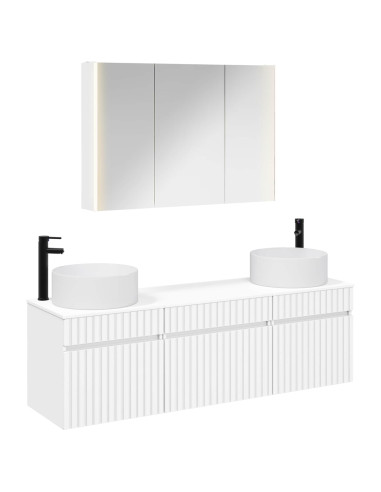 Set di Armadi da Bagno 4 pcs Bianco 103,5 x 15,5 x 70 cm