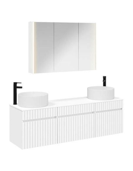 Set di Armadi da Bagno 4 pcs Bianco 103,5 x 15,5 x 70 cm