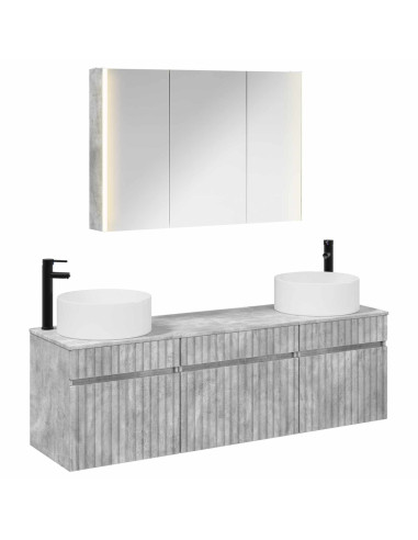 Set di Armadi da Bagno 4 pcs Grigio Cemento