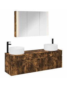 Set di Armadi da Bagno 4 pcs Rovere Fumo 103,5 x 15,5 x 70 cm