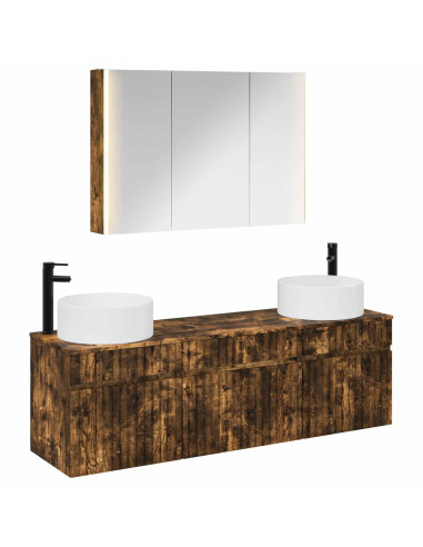 Set di Armadi da Bagno 4 pcs Rovere Fumo 103,5 x 15,5 x 70 cm