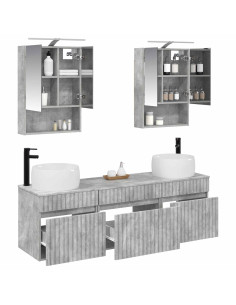 Set di Armadi da Bagno 5 pcs Grigio Cemento 50 x 14,5 x 70 cm 2