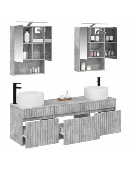 Set di Armadi da Bagno 5 pcs Grigio Cemento 50 x 14,5 x 70 cm