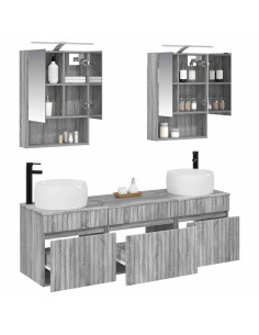 Set di Armadi da Bagno 5 pcs Sonoma grigio 50 x 14,5 x 70 cm 2