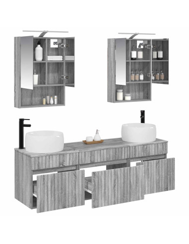 Set di Armadi da Bagno 5 pcs Sonoma grigio 50 x 14,5 x 70 cm