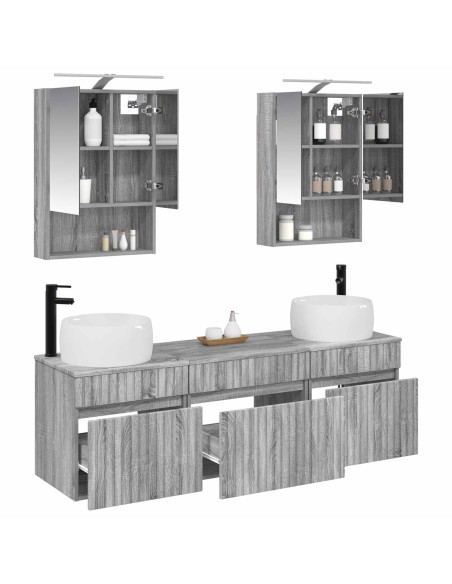 Set di Armadi da Bagno 5 pcs Sonoma grigio 50 x 14,5 x 70 cm