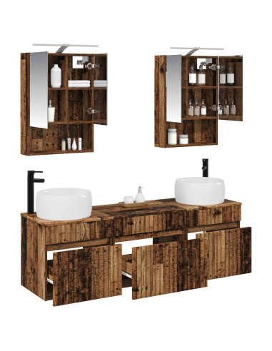 Set di Armadi da Bagno 5 pcs Legno antico 50 x 14,5 x 70 cm