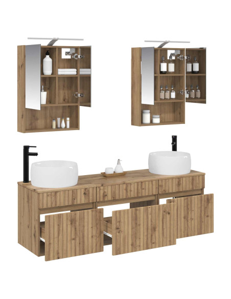 Set di Armadi da Bagno 5 pcs Rovere Artigianale