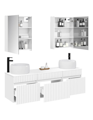 Set di Armadi da Bagno 5 pcs Bianco 53 x 15,5 x 70 cm