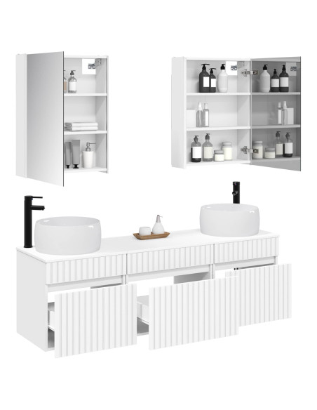 Set di Armadi da Bagno 5 pcs Bianco 53 x 15,5 x 70 cm