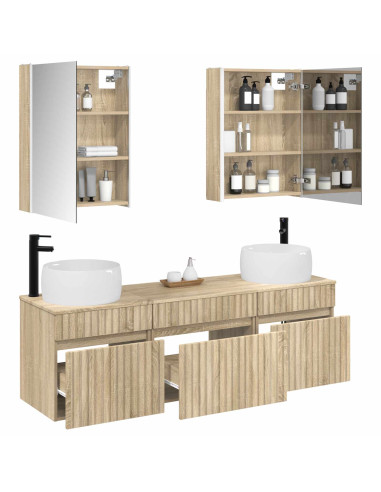 Set di Armadi da Bagno 5 pcs Rovere Sonoma 53 x 15,5 x 70 cm