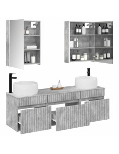 Set di Armadi da Bagno 5 pcs Grigio Cemento 53 x 15,5 x 70 cm 2
