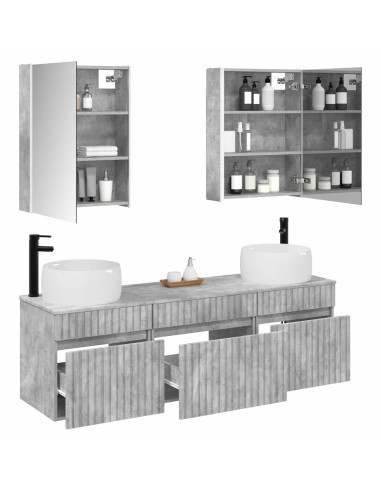 Set di Armadi da Bagno 5 pcs Grigio Cemento 53 x 15,5 x 70 cm