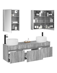 Set di Armadi da Bagno 5 pcs Sonoma grigio 53 x 15,5 x 70 cm 2